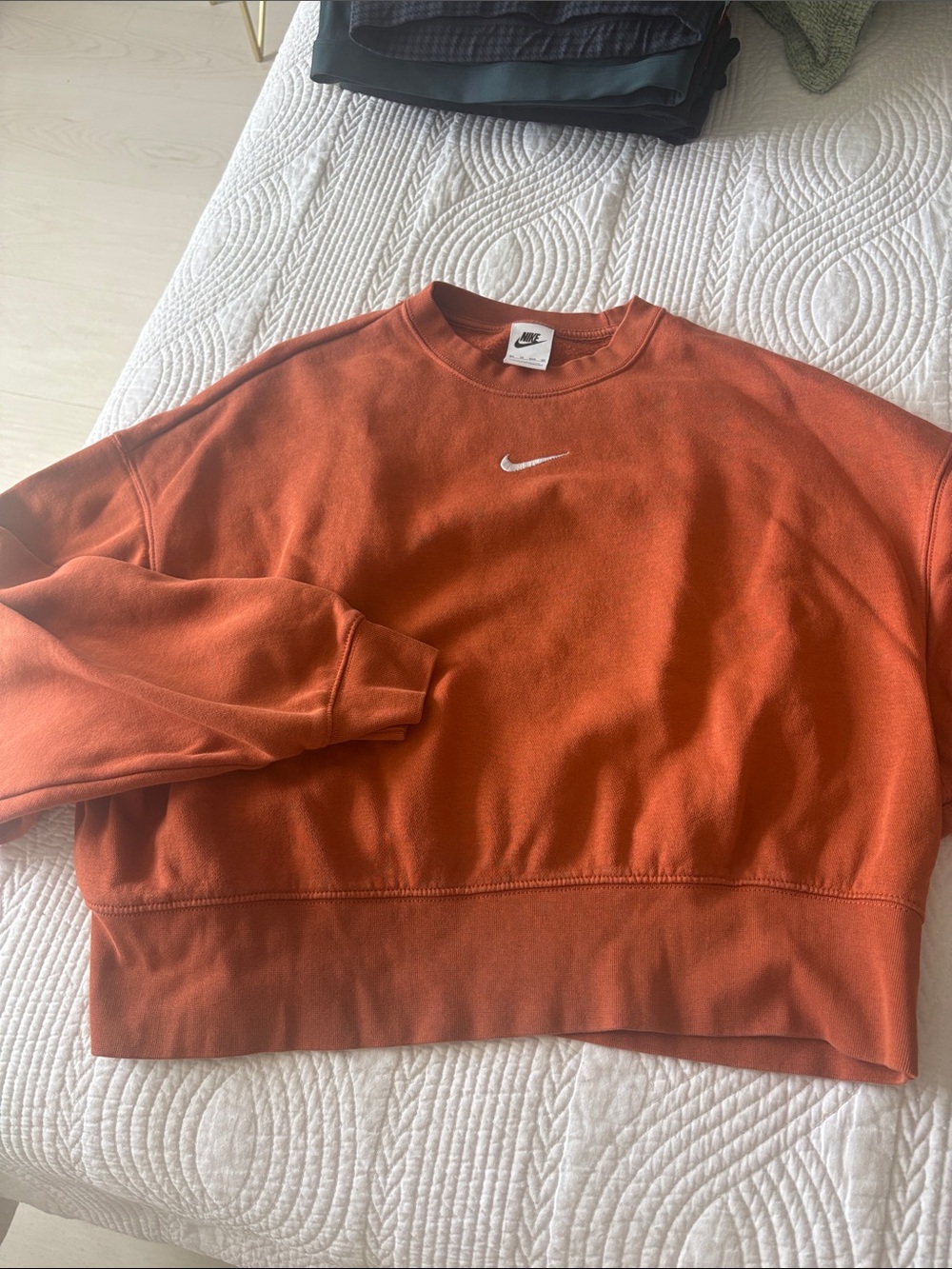 Nike Women's Rust Orange oversized Cropped Crewneck Sweatshirt